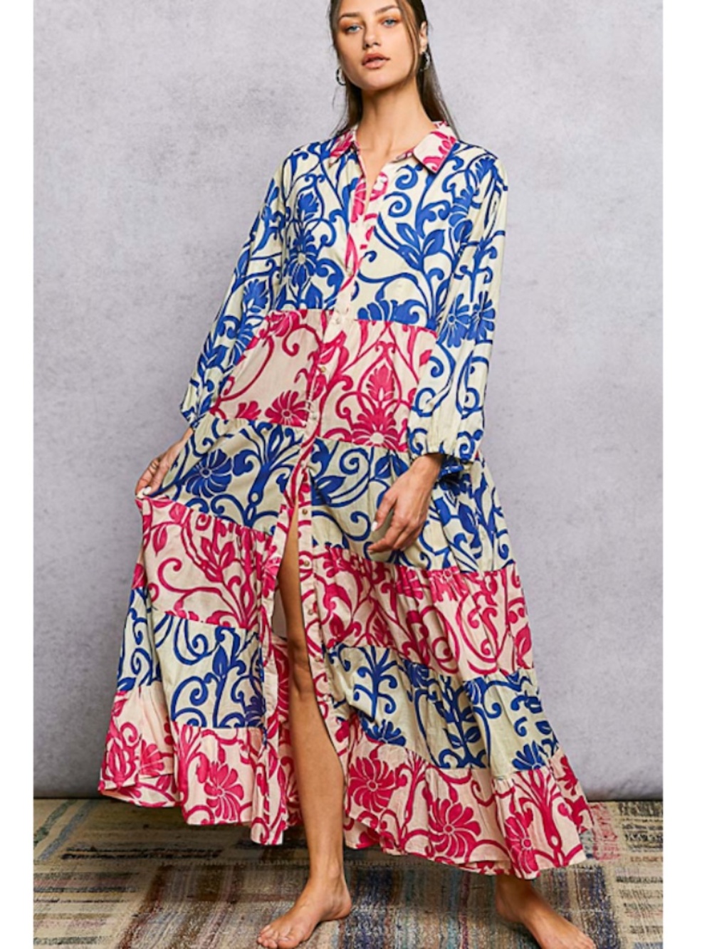 "The Nadia" 100% cotton Colorful Patterned Tiered Dress